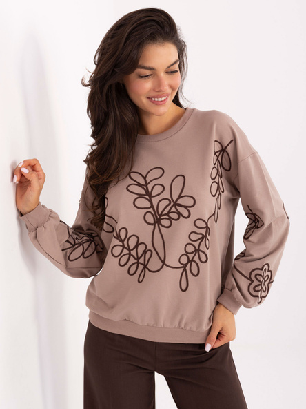 Ciemnobeżowa damska bluza ze ściągaczami