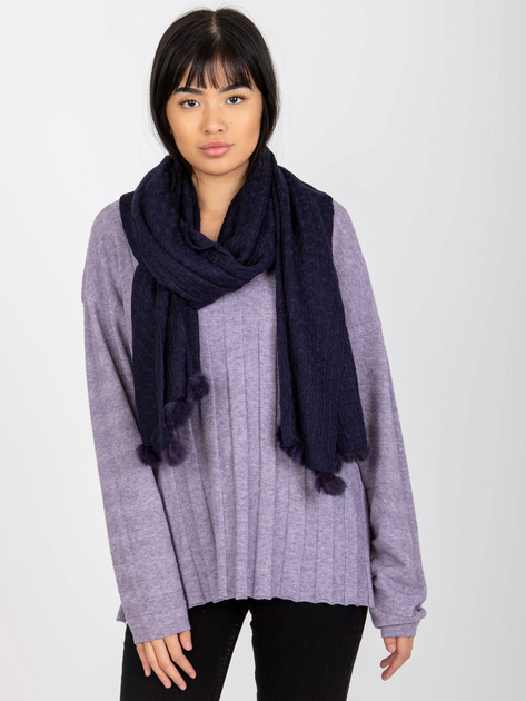 Hurtownia online Granatowy damski szal w ażurowy wzór