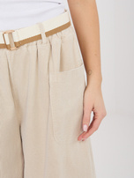 Jasnobeżowe sztruksowe spodnie carrot RUE PARIS 