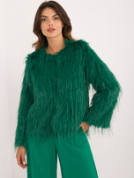 Hurt Zielona damska kurtka futrzana zapinana na haftki