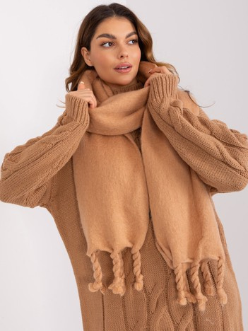 Wholesale Camel Smooth Scarf with Fringes