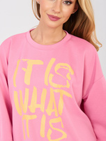 Różowa dresowa bluza z miękkiego materiału RUE PARIS 