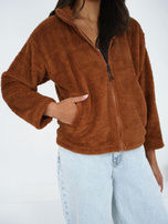 Jasnobrązowa damska bluza miś z suwakiem