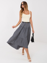 Granatowa letnia spódnica z falbaną 