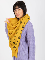 Hurtownia Żółty damski szal z nadrukiem  