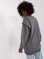 Hurtownia Ciemnoszara długa bluza o kroju oversize