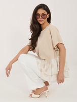 Beżowa bawełniana bluzka w stylu boho