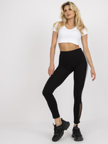 Czarne legginsy sportowe z lampasami 