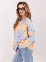 Helleblaue Oversize-Dressjacke mit Rauten.