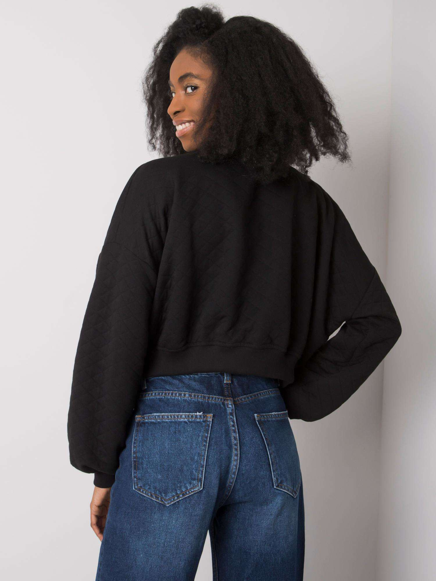 Black quilted sweatshirt Crystal.