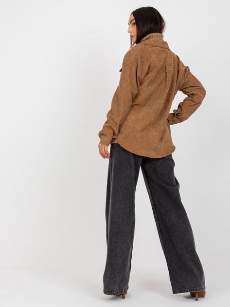 Hurt Camelowa sztruksowa koszula wierzchnia na guziki