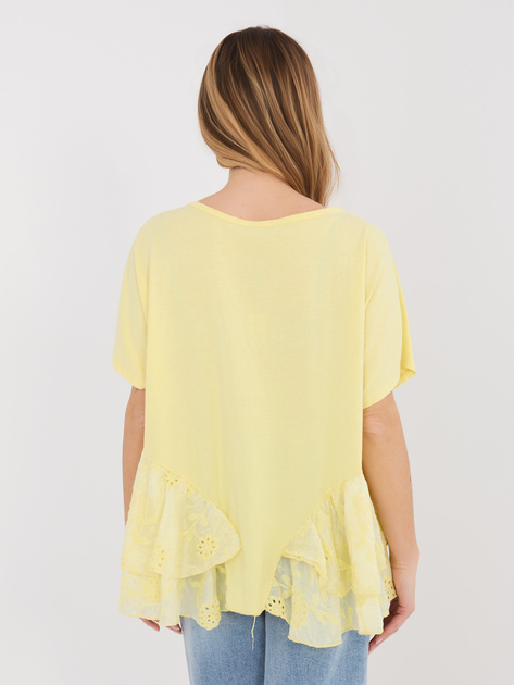 Jasnożółta rozkloszowana bluzka z haftem