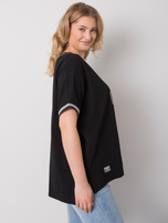 Czarna bluzka plus size z aplikacją Billi