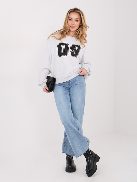 Jasnoszara damska bluza oversize z bawełny