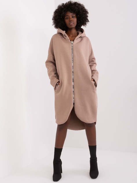 Hurt Ciemnobeżowa asymetryczna bluza basic z bawełny