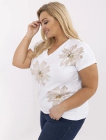 Biała damska bluzka plus size z cekinami 