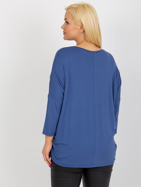 Hurtownia Brudnoniebieska bluzka plus size z dekoltem V