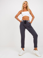 Hurt Grafitowe dresowe spodnie basic z bawełny RUE PARIS 