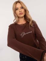 Hurt Czekoladowa dopasowana bluzka longsleeve