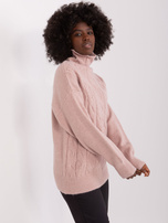 Hurt Brudnoróżowy sweter z golfem i ściągaczami 