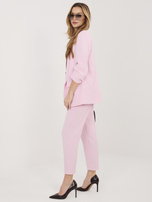 Jasnoróżowy elegancki komplet z marszczonymi rękawami  RUE PARIS 