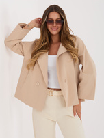 Camelowy płaszcz oversize z szerokimi rękawami RUE PARIS 