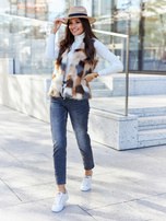 Dillie Beige Faux Fur Vest
