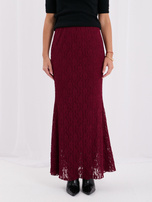 Burgundy lace mermaid skirt with lining.