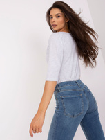 Hurtownia Jasnoszara codzienna bluzka z bawełny 