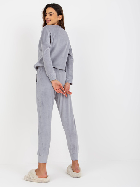 Hurtownia Szara miękka piżama welurowa ze spodniami