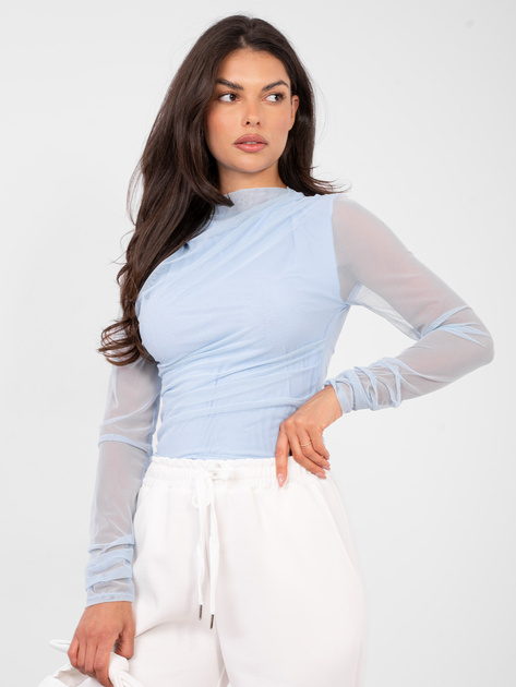 Jasnoniebieska bluzka z przezroczystymi rękawami
