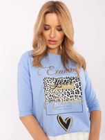 Hurt Jasnoniebieska damska bluzka z motywem zwierzęcym