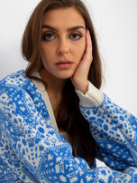 Hurt Biało-niebieski damski kardigan we wzory RUE PARIS 