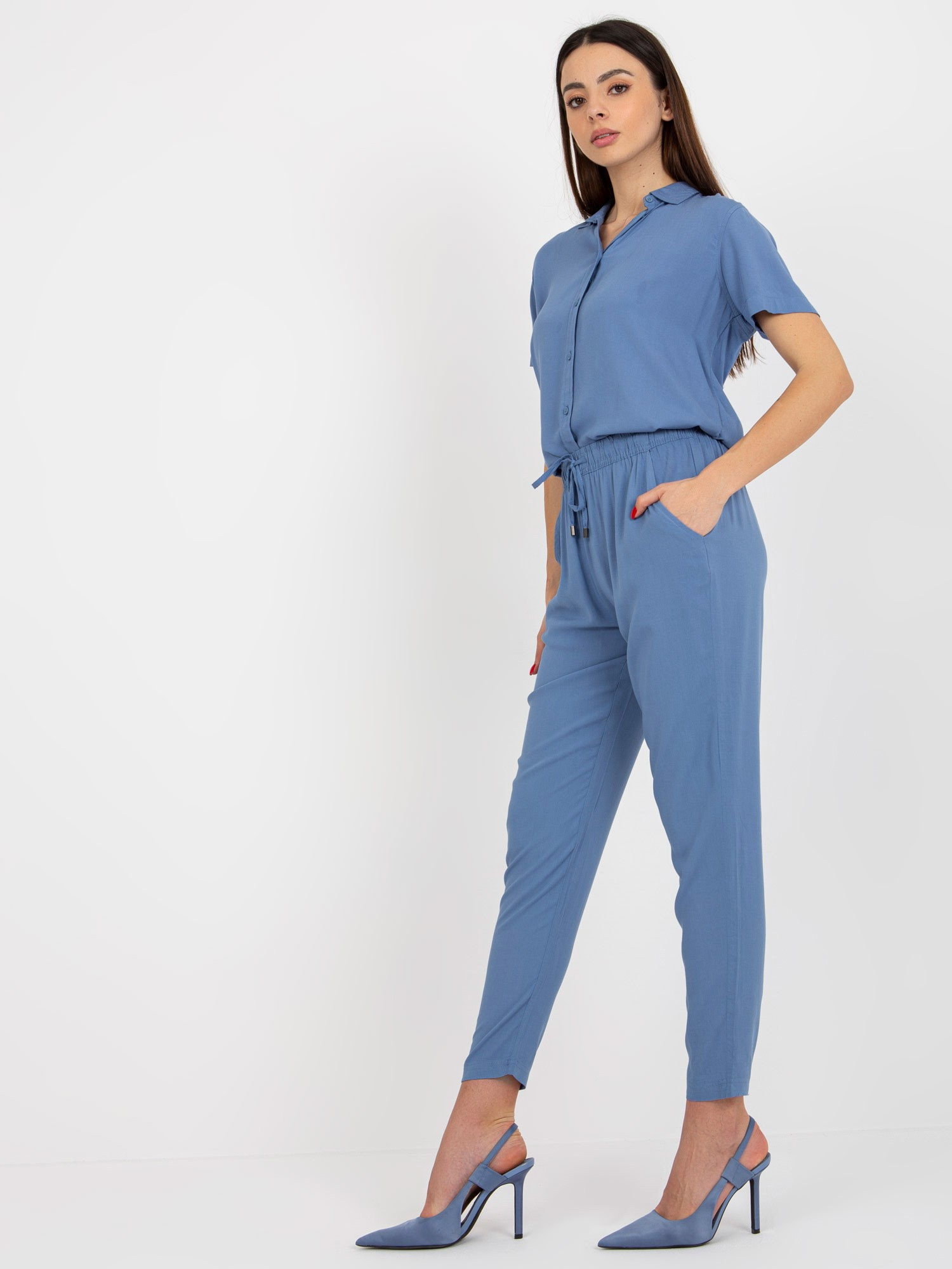 Hurt Blue summer pants made of fabric with pockets SUBLEVEL.