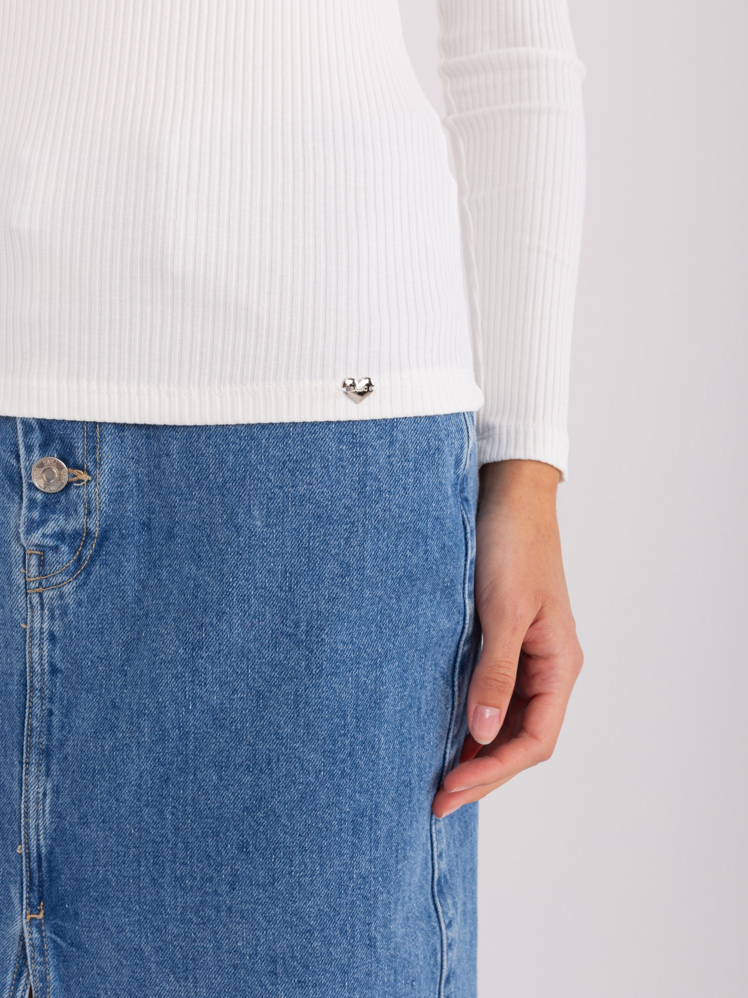 Ecru bluzka basic z półgolfem BASIC FEEL GOOD