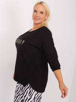 Hurtownia Czarna asymetryczna bluzka plus size