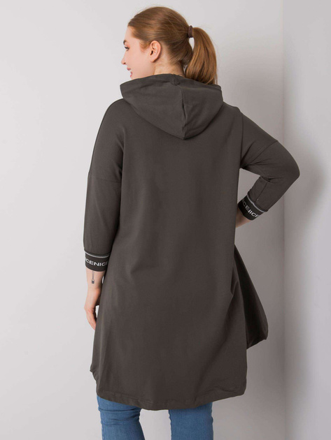 Ciemna khaki bluza z kapturem i aplikacją Belina