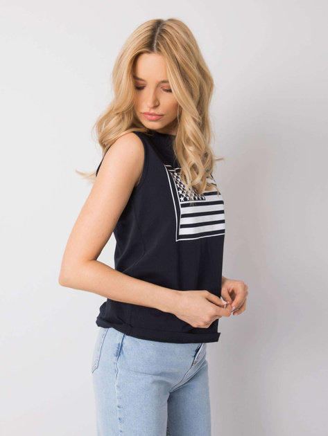 Granatowy top z nadrukiem Petra RUE PARIS