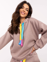 Hurt Ciemnobeżowy melanżowy komplet z dodatkiem wiskozy