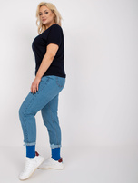 Granatowa wiskozowa bluzka plus size z krótkim rękawem Dina