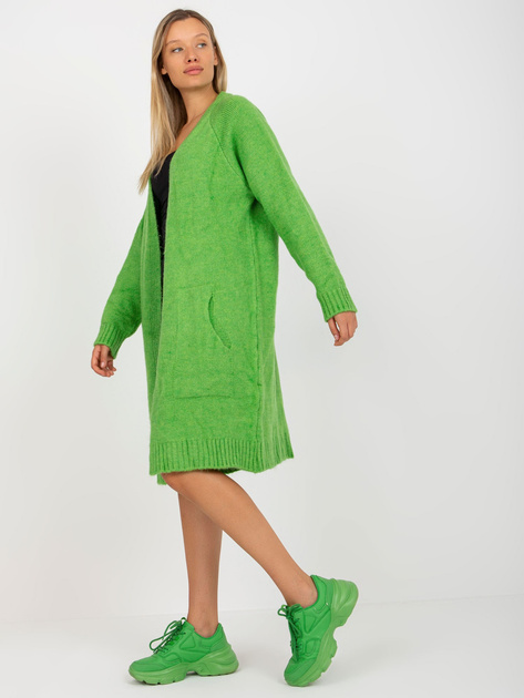 Hurtownia Jasnozielony luźny kardigan bez zapięcia RUE PARIS