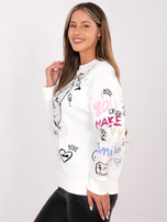 Biała ocieplana bluza z napisami SUBLEVEL