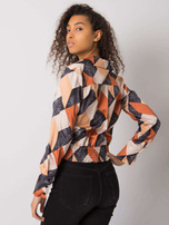 Czarno-beżowa bluzka koszulowa we wzory Grizella