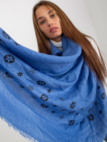 Hurtownia Niebieski damski szal z nadrukiem  