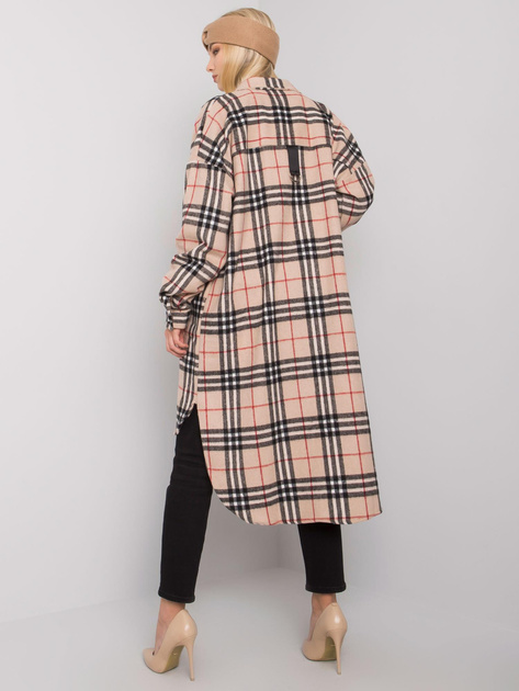 Beżowo-czarna długa koszula w kratę Baltimore