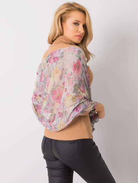 Jasnoszara chusta w kwiatowy wzór