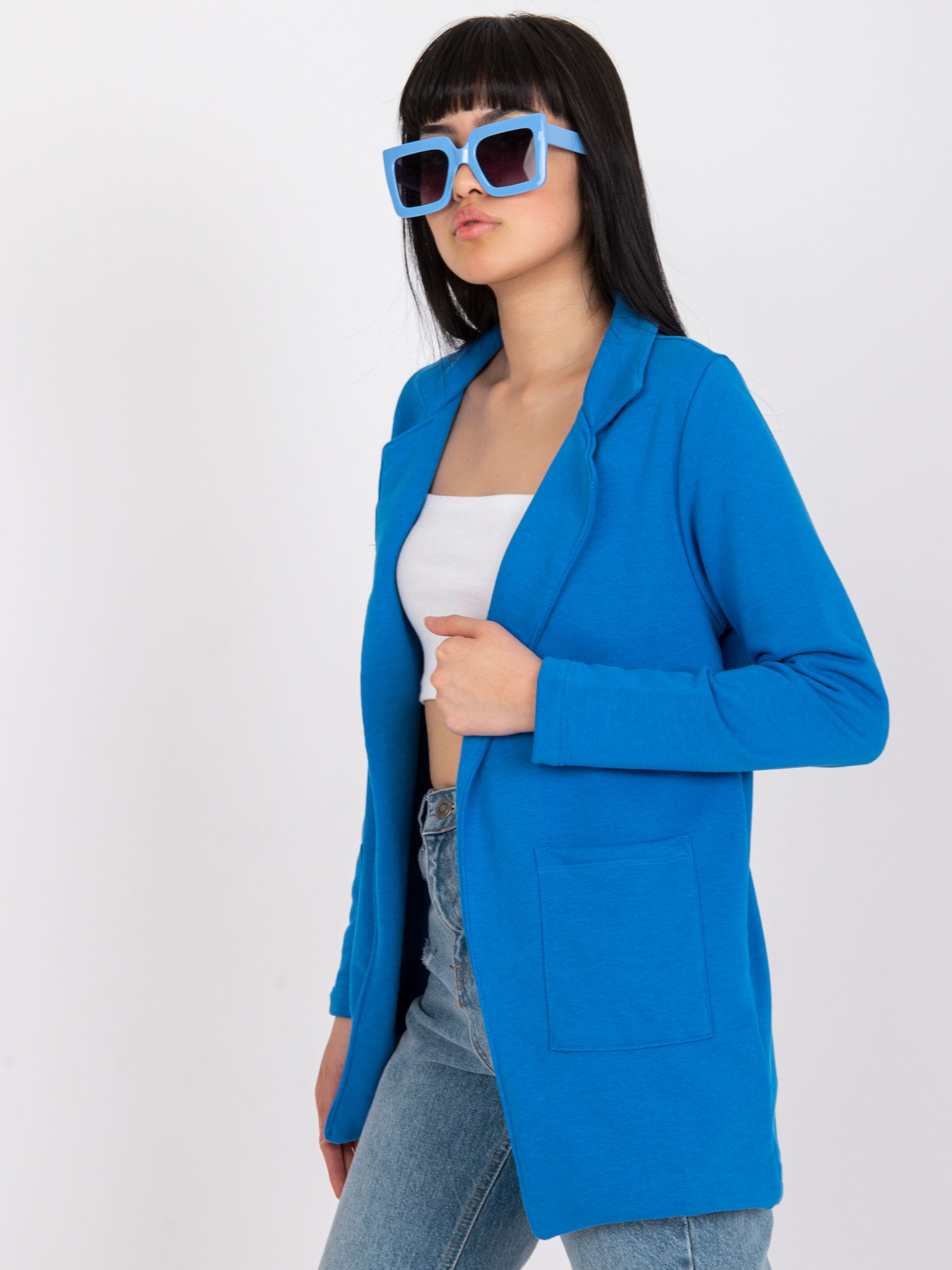 Dark blue women's sports-style blazer RUE PARIS.