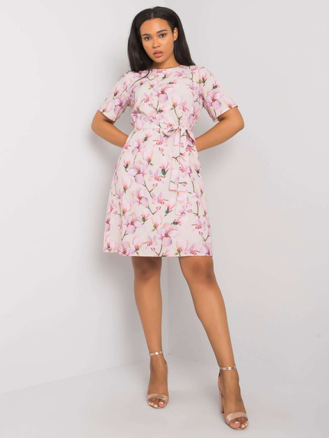 Beżowa wzorzysta sukienka plus size Celene