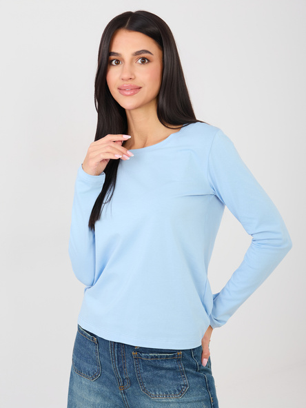 Jasnoniebieska damska bluzka basic z bawełny RUE PARIS
