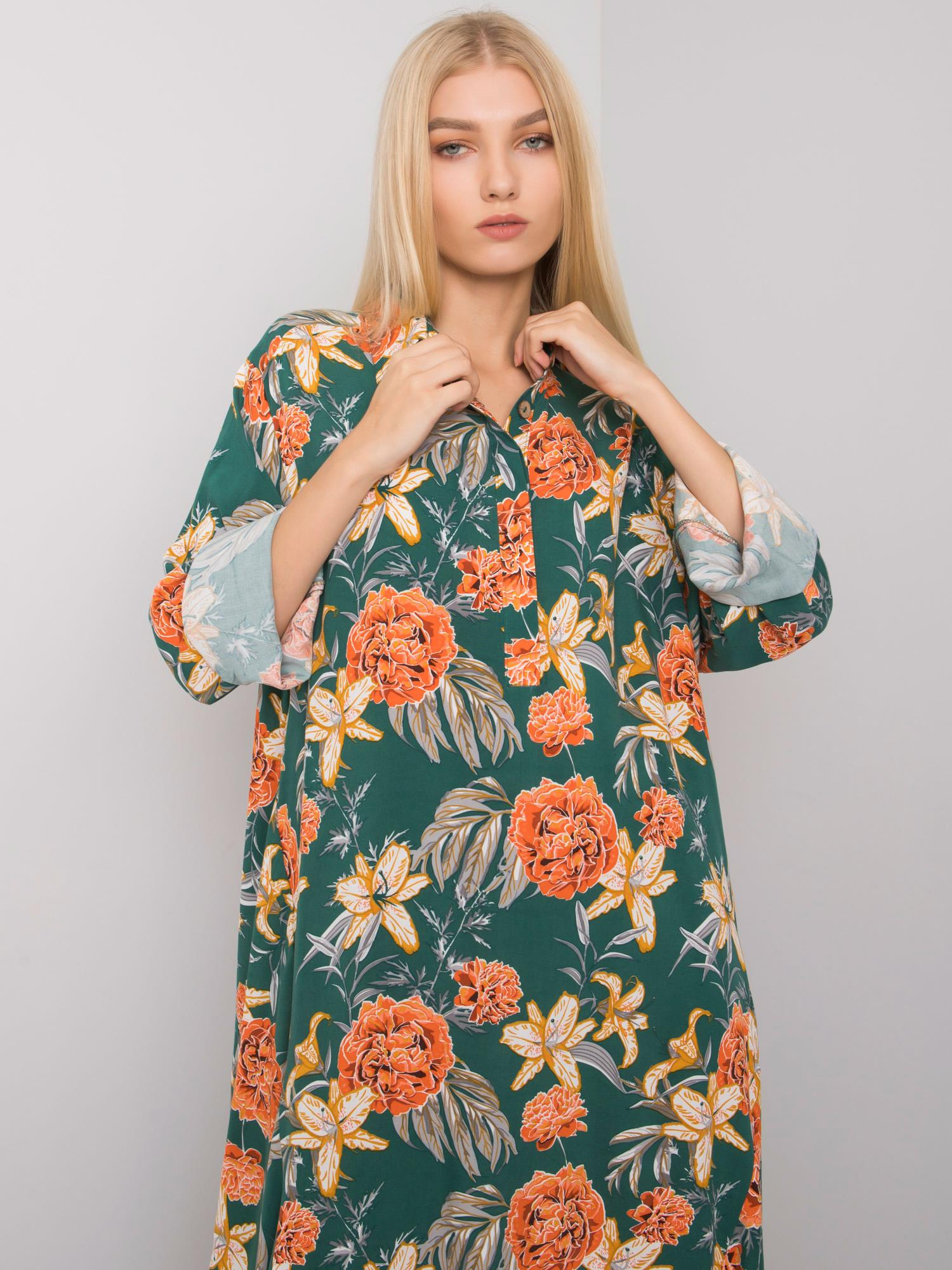 Grüne gemusterte Kleid Christelle.